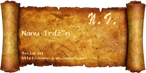 Nanu Irén névjegykártya